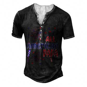 All American Papa Pride Usa Independence Day 4Th Of July Men's Henley T-Shirt - Seseable
