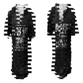 Mens Ashton The Man The Myth The Legend First Name Ashton Men's Henley T-Shirt | Mazezy