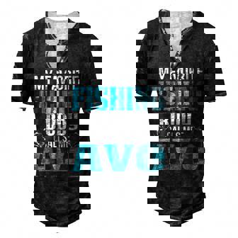 Avo Grandpa Fishing My Favorite Fishing Buddy Calls Me Avo Men's Henley T-Shirt - Seseable