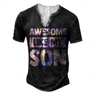 Awesome Like My Son Matching Fathers Day Family Kid Tie Dye Men's Henley T-Shirt - Seseable