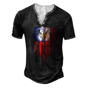 Bald Eagle 4Th Of July American Flag Patriotic Freedom Usa Men's Henley T-Shirt | Mazezy