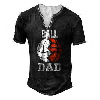 Mens Ball Dad Volleyball Basketball Dad Men's Henley T-Shirt | Mazezy