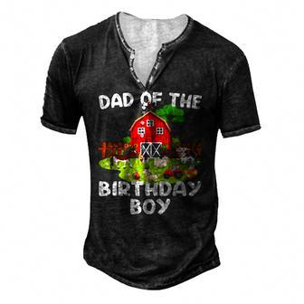 Barnyard Birthday Farm Animals Dad Birthday Boy Men's Henley T-Shirt | Mazezy