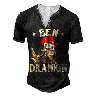 Ben Drankin 4Th Of July Patriotic Drinking Men's Henley T-Shirt - Seseable