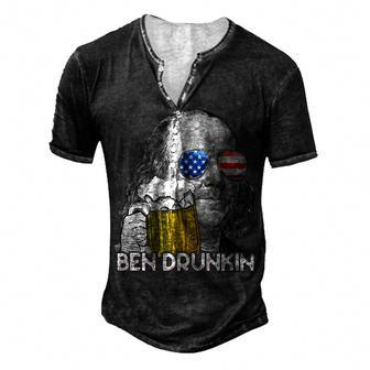 Ben Drankin Drunking 4Th Of July Beer Men Woman V4 Men's Henley T-Shirt - Seseable