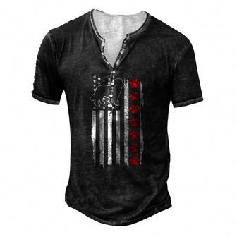 Bernese Mountain Dog American Flag 4Th Of July Patriotic Dog Men's Henley T-Shirt | Mazezy