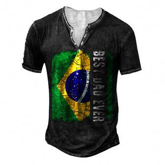 Best Brazilian Dad Ever Brazil Daddy Fathers Day Men's Henley Button-Down 3D Print T-shirt - Monsterry AU