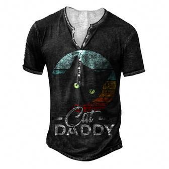Best Cat Dad Daddy Ever Cat Lover Men's Henley Button-Down 3D Print T-shirt - Monsterry CA