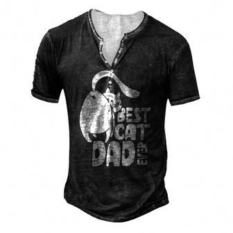 Best Cat Dad Ever Father Papa Sayings Daddy Men's Henley T-Shirt | Mazezy