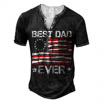 Mens Best Dad Ever Gun Rights American Flag Daddy 4Th Of July Men's Henley T-Shirt - Seseable