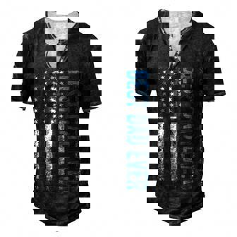 Best Dad Ever Us American Flag For Fathers Day Men's Henley T-Shirt | Mazezy