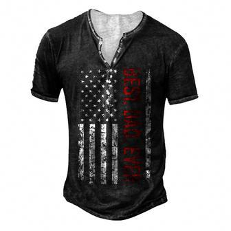 Best Dad Ever Us American Flag For Fathers Day Men's Henley Button-Down 3D Print T-shirt - Monsterry UK