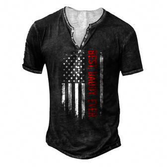 Best Daddy Ever Us American Flag Vintage For Fathers Day Men's Henley T-Shirt | Mazezy