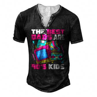 The Best Dads Are 90S Kids 90S Aesthetic Dad Nostalgia Men's Henley T-Shirt | Mazezy