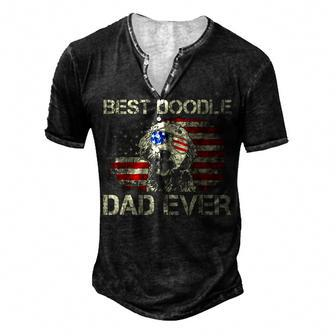Best Doodle Dad Ever Goldendoodle 4Th Of July Men's Henley T-Shirt - Seseable