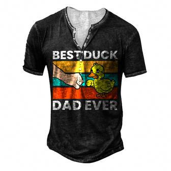Best Duck Dad Ever Funny Duck Papa Men's Henley Button-Down 3D Print T-shirt - Monsterry UK
