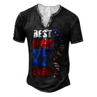Best Effin’ Step Dad 4Th Of July Ever Shoes Trace Flag Men's Henley T-Shirt - Seseable
