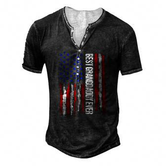 Best Granddaddy Ever Flag American Patriotic Men's Henley T-Shirt | Mazezy