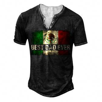 Mens Best Mexican Dad Ever Mexican Flag Pride Fathers Day V2 Men's Henley T-Shirt | Mazezy