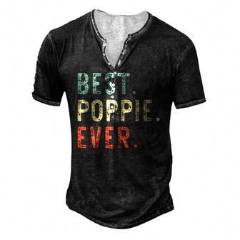 Best Poppie Ever Cool Vintage Fathers Day Men's Henley T-Shirt | Mazezy UK