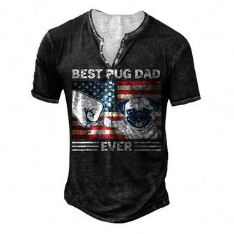 Mens Best Pug Dad Ever American Flag 4Th Of July Men's Henley T-Shirt - Seseable