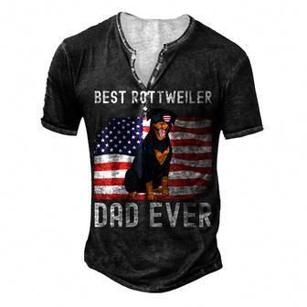 Mens Best Rottweiler Dad Ever American Flag 4Th Of July Rottie Men's Henley T-Shirt - Seseable