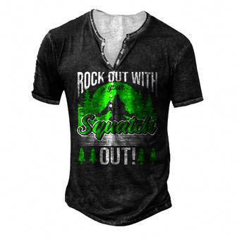 Bigfoot Rock Out With Your Squatch Out Men's Henley T-Shirt | Mazezy