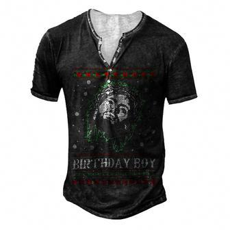 Birthday Boy Jesus Ugly Sweater Christmas Xmas Men's Henley Button-Down 3D Print T-shirt - Monsterry