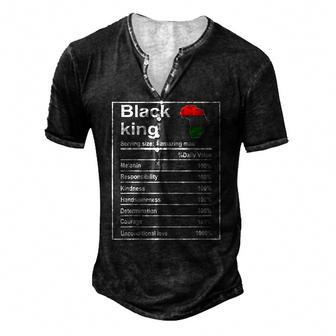 Mens Black History Month African Men Black King Nutrition Facts Men's Henley T-Shirt | Mazezy