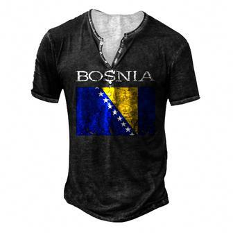 Bosnia-Herzegovina Bosnian Flag Bosnian Pride Bosnian Roots Men's Henley T-Shirt | Mazezy
