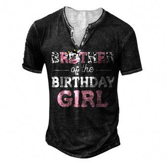 Brother Of The Birthday Girl Farm Cow Daddy Papa 1St Men's Henley T-Shirt - Seseable