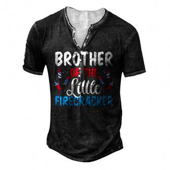 Brother Of The Little Firecracker 4Th Of July American Flag Men's Henley T-Shirt | Mazezy