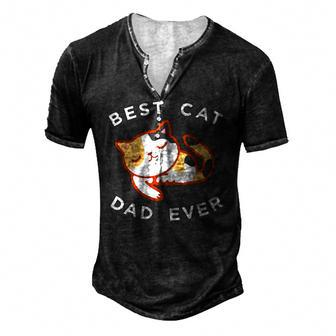 Calico Cat Dad Best Kitty Father Ever Tee Men's Henley T-Shirt | Mazezy