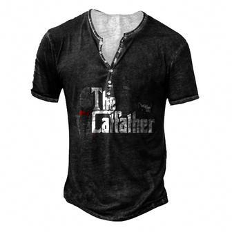 The Catfather Cat Dad Father Of Cats Men's Henley T-Shirt | Mazezy