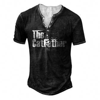 The Catfather Cute Cat Father Men's Henley T-Shirt | Mazezy