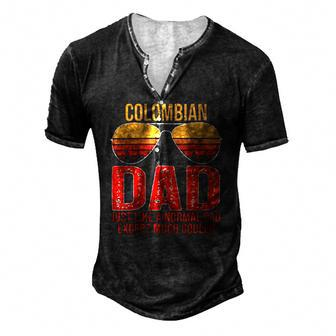 Colombian Dad Retro Sunglasses Colombia Fathers Day Men's Henley T-Shirt | Mazezy