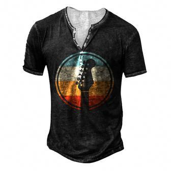 Colorful Guitar Fretted Musical Instrument Men's Henley T-Shirt | Mazezy