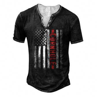Cornhole American Flag 4Th Of July Bags Player Novelty  Men's Henley Button-Down 3D Print T-shirt