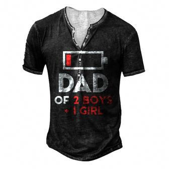 Dad Of 2 Boys 1 Girl Fathers Day For Men Men's Henley T-Shirt | Mazezy