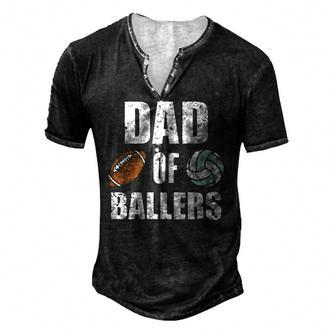 Dad Of Ballers Football Volleyball Dad Men's Henley T-Shirt | Mazezy