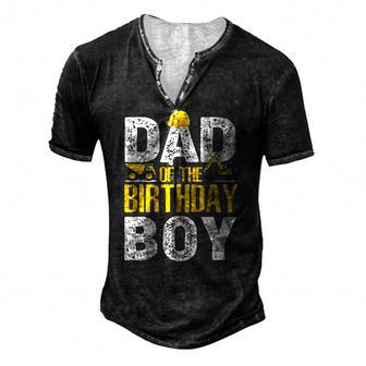 Dad Of The Bday Boy Construction Bday Party Hat Men Men's Henley T-Shirt | Mazezy