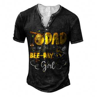 Dad Of The Bee Day Girl Hive Party Birthday Sweet Men's Henley T-Shirt - Seseable