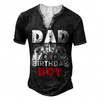 Dad Of Birthday Boy Time To Level Up Video Game Birthday Men's Henley T-Shirt - Seseable