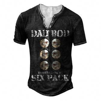 Dad Bod Working On My Six Pack Funny Beer Fathers Day Men's Henley Button-Down 3D Print T-shirt - Monsterry CA