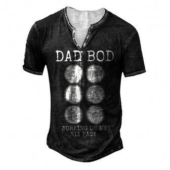 Dad Bod Working On My Six Pack Funny Beer Fathers Day Men's Henley Button-Down 3D Print T-shirt - Monsterry CA