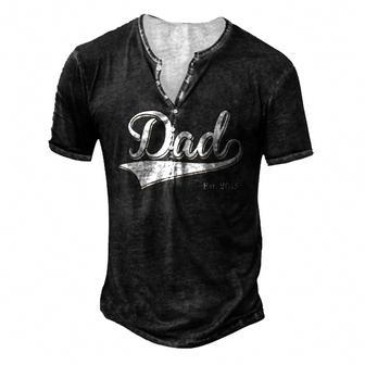 Dad Est 2015 Fathers Day Birthday Daddy Established 2015 Men's Henley T-Shirt | Mazezy