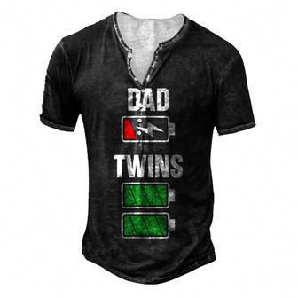 Mens Dad Fathers Day Birthday Twins Twin Dad Men's Henley T-Shirt - Seseable