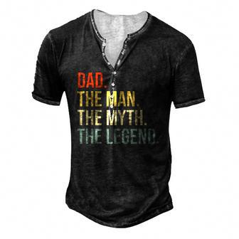 Mens Dad Fathers Day Dad The Man The Myth The Legend Men's Henley T-Shirt | Mazezy