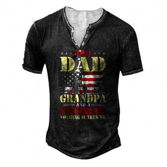 I Am A Dad A Grandpa And A Veteran Fathers Day Men's Henley T-Shirt | Mazezy