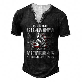 Im A Dad Grandpa Veteran Fathers Day S Men's Henley T-Shirt | Mazezy